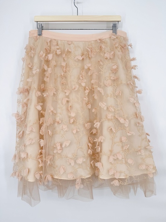 Anthropologie Eva Franco Fluttered Fete Midi Skirt Tulle Blush Floral Size 14 - Picture 2 of 8
